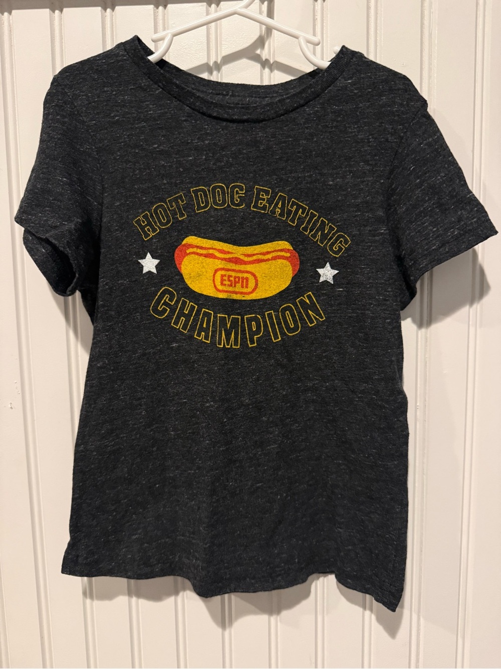 Original Retro Brand Kids Hot Dog Eating Champion Tee - Charcoal, Yellow, Red
